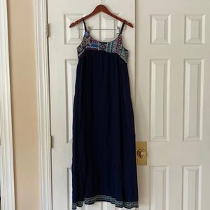 Embroidered Navy Dress